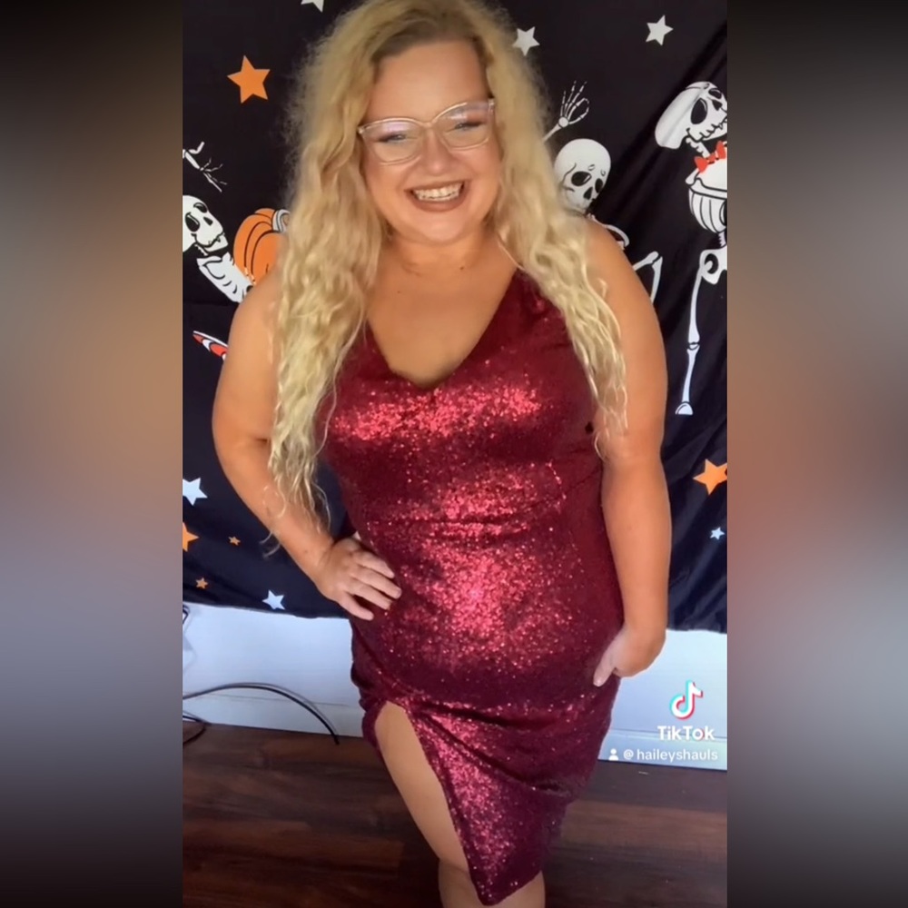 Red sequin dress